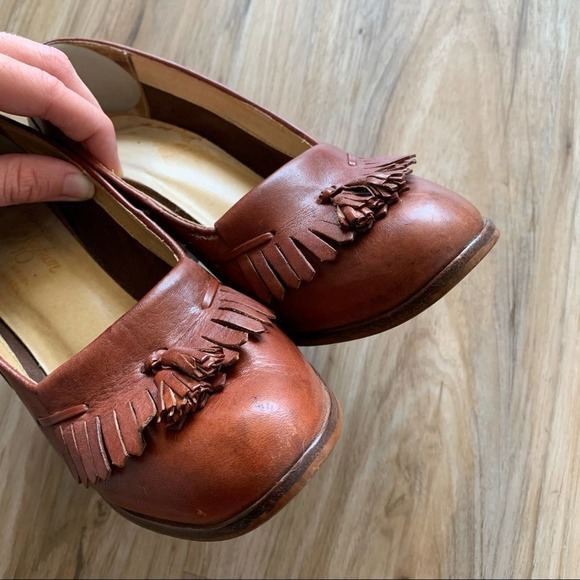 VINTAGE 1970s Tassel Fringe Brogue Stacked Heels Women's Size 8 - Picture 7 of 10